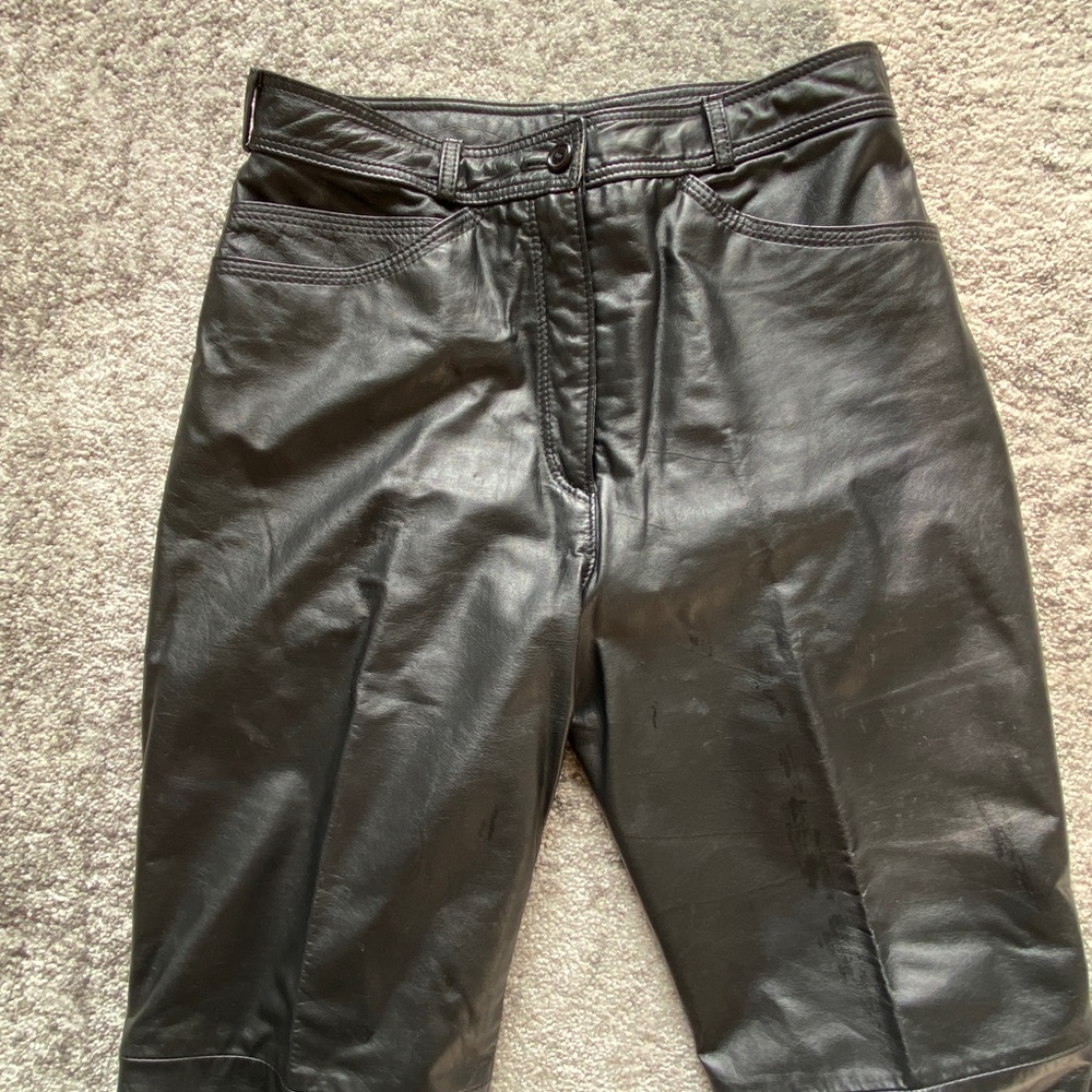 JORDACHE Vintage Black Leather Pants Size 16